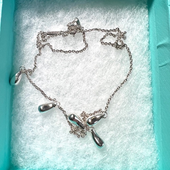 Tiffany & Co. 5 Teardrop Charm Necklace 16" Silver 925 - Picture 2 of 8